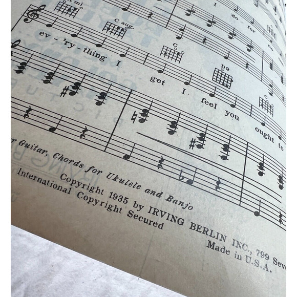 Vintage Sheet Music 1935 What's The Reason Times Square Lady MGM Irving Berlin - Picture 2 of 2